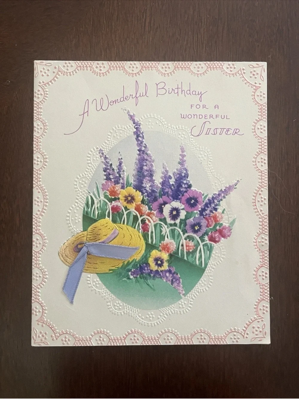 Vintage GB T-1639 HAPPY BIRTHDAY WONDERFUL SISTER Greeting Card
